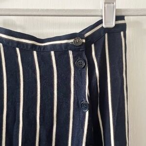 Reformation Capone Navy White Striped Midi Skirt Sz 2